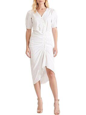 NWT $450 Veronica Beard Atia Stretch Cotton Poplin Midi Dress 14 White